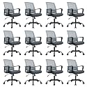 CLATINA Ergonomic Office Desk Chair - Mesh Office Chair with Adjustable Lumbar Support, Rolling Comfortable Computer Task Chairs with Arms for Home Conference-Gray, 12 Pack