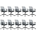CLATINA Ergonomic Office Desk Chair - Mesh Office Chair with Adjustable Lumbar Support, Rolling Comfortable Computer Task Chairs with Arms for Home Conference-Gray, 10 Pack