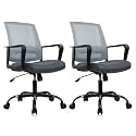 CLATINA Ergonomic Office Desk Chair - Mesh Office Chair with Adjustable Lumbar Support, Rolling Comfortable Computer Task Chairs with Arms for Home Conference-Gray, 2 Pack