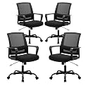 CLATINA Ergonomic Rolling Mesh Desk Chair with Executive Lumbar Support and Adjustable Swivel Design for Home Office Computer Black 4 Pack