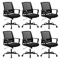 CLATINA Ergonomic Rolling Mesh Desk Chair with Executive Lumbar Support and Adjustable Swivel Design for Home Office Computer Black 6 Pack