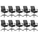 CLATINA Ergonomic Rolling Mesh Desk Chair with Executive Lumbar Support and Adjustable Swivel Design for Home Office Computer Black 10 Pack