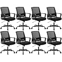 CLATINA Ergonomic Rolling Mesh Desk Chair with Executive Lumbar Support and Adjustable Swivel Design for Home Office Computer Black 8 Pack