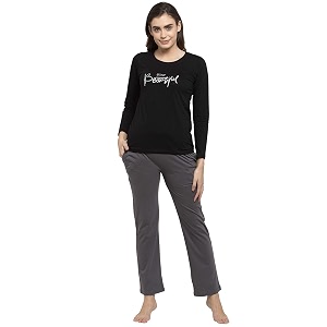 Claura Women Cotton Solid Top Pyjama
