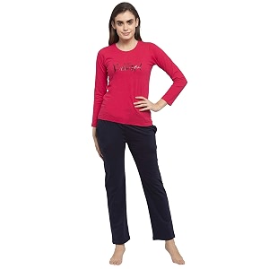 Claura Women Cotton Solid Top Pyjama