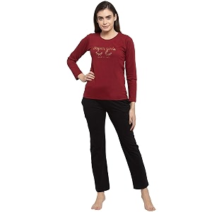 Claura Women Cotton Solid Top Pyjama