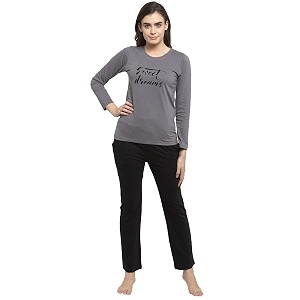 Claura Women Cotton Solid Top Pyjama