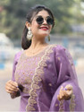 CLAVINET Embroidered Kurta TrouserPant Dupatta Set