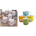 Clay Craft Ceramic Coffee Mugs - Set of 4, Multicolour, 220ml &amp; Ceramic Coffee Cup - Set of 6, Multicolor, 200ml