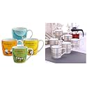 Clay Craft Ceramic Coffee Mugs - Set of 4, Multicolour, 220ml &amp; - Director Coffee Mugs Set, 6-Pieces, 230ml, Hilton 371