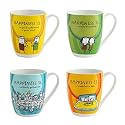 Clay Craft Ceramic Milk Mug - Set of 4, Multicolor, 340ml, Standard (HS-MM-OXFORD-4PC)
