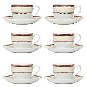 clay craft - cream tea cup saucer set 6 pieces 210ml ceramic super s376 multicolor standard cs-cream-super-s376