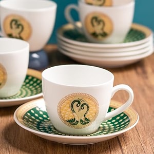 clay craft fine ceramic cup amp saucer set of 12 6 cups  6 saucers - 180 ml each maroon