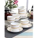 Clay Craft Fine Ceramic Cup &amp; Saucer Set of 12 (6 Cups + 6 Saucers) - 180 ml Each (Maroon)