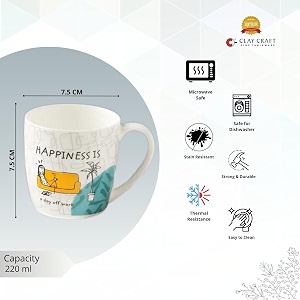 clay craft fine ceramic happiness is alton delight printed coffee amp tea cups 220ml set of 4 multicolor