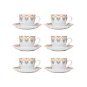 Clay Craft Fine Ceramic Printed Cup &amp; Saucer Set of 12 (6 Cups + 6 Saucers) - 180 ml Each (Multicolor Motifs)