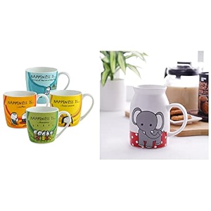 clay craft - happiness is ceramic coffee mugs alton set of 4 240ml bone china cane big carpet milk mug 450ml multicolor