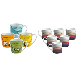 clay craft - happiness is ceramic coffee mugs alton set of 4 240ml director hilton 389 bone china coffee mug setset of 6 multicolour -size220ml66cm- cm-director-hilton-389
