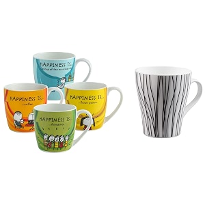 clay craft - happiness is ceramic coffee mugs alton set of 4 240ml hugo carpet bone china milk mug 350 ml multicolour mm-hugo-h301