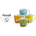 Clay Craft - Happiness is Ceramic Coffee Mugs Alton, Set of 4, 240ml Happiness is, Inner Peace Bone China Milk Mug, 270ml/5.6cm, Multicolour