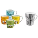 Clay Craft - Happiness is Ceramic Coffee Mugs Alton, Set of 4, 240ml Hugo Carpet Bone China Milk Mug, 350 ml, Multicolour (MM-HUGO-H301)
