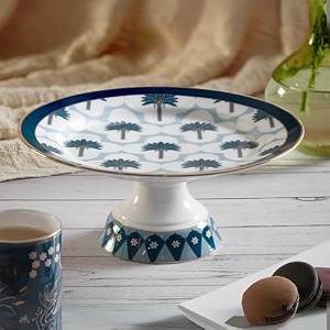 clay craft india circus bone china cake stand accented with 22 carat gold with premium gift box - 104 inch le11cakestand