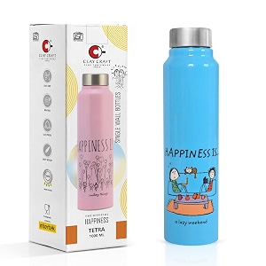 clay craft vacbott happiness is single walled non insulated water bottle 1000ml blue