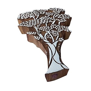 clay printing block large leafy tree pattern big wooden stamp