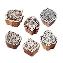 Clay Printing Stamps Classy Floral Shape Wooden Blocks (Set of 6)