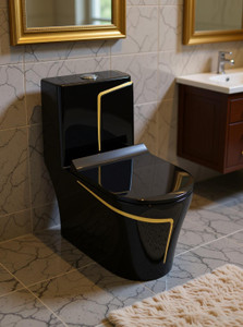 clayplus ceramic shining black commode with yellow finishing line and round flush button ceramic shining black commode with yellow finishing line and round flush button western commode black  yellow