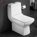clayplus Platinum Ceramic Western Toilet/Water Closet/Commode With Soft Close Toilet Seat PREMIUM GRADE FLOOR MOUNTED S TRAP ONE PIECE Western Commode (GLOSSY WHITE)