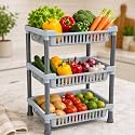 Clazkit 3-Layer Kitchen Rack | Multipurpose Storage Organizer for Kitchen, Fruits & Vegetables, Bathroom & Utility Room | Durable Space-Saving Rack with 3 Spacious Shelves | Easy to Assemble