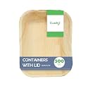 Clazkit Areca Palm Leaves Containers with Lid | Disposable Eco-Friendly Containers for Serving Snacks and Meals | Durable and Sturdy Containers used for Kitchen (500ml, Pack of 10)