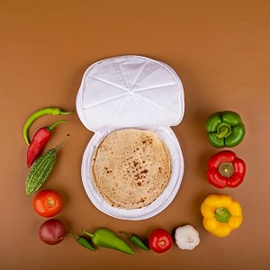 clazkit cotton roti zip lock chapati cover in round style traditional kitchen napkin keep roti-chapati fresh 2white amp pink