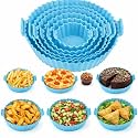 Clazkit Reusable Air Fryer Silicone Liners (6 PCS) | Non-Stick, Heat Resistant Baking Tray Inserts | Dishwasher Safe | Oil-Proof Airfryer Accessories | Multicolor