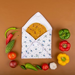 clazkit set of 4 roti chapati cover 100 cotton traditional roti rumals tortilla covers-square assorted