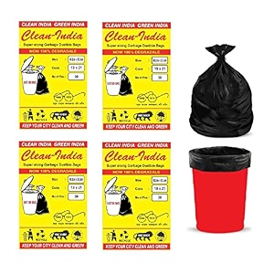 120 bags - disposable garbage bags  dustbin bags  trash bags for hospitals home malls parks medium - 19 x 21 - 4 pack black