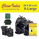 29X39 (Xl) | Plastic, 20 Piece (Pack Of 2 X 10 Pcs)| Extra Large Black Disposable Dustbin Bags | 73 X 99Cm (Black)