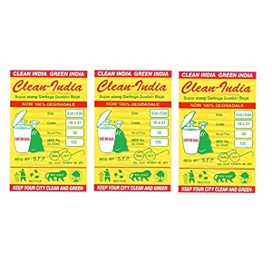 plastic -3 pack of green garbage bags - 19x21 medium  3 packs of 30 pcs - 90 count  disposable dustbin bags for wet waste