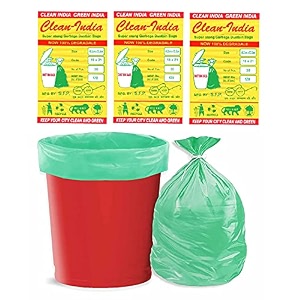 garbage bags clean india - 3 packs medium garbage bags for dry and wet waste90 pcs green
