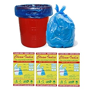 3 packs medium plastic garbage bags for dry and wet waste90 piece blue