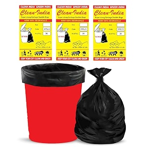 premium medium plastic garbage bags 19x21 inches  black recyclable  disposable kitchen garbage trash waste dustbin bags 90 piece