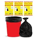 Premium Medium Plastic Garbage Bags 19X21 Inches | Black Recyclable | Disposable Kitchen Garbage Trash Waste Dustbin Bags, 90 Piece