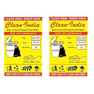 garbage bags medium size 48 x 56 cm black colour plastic 60 piece - pack of 2