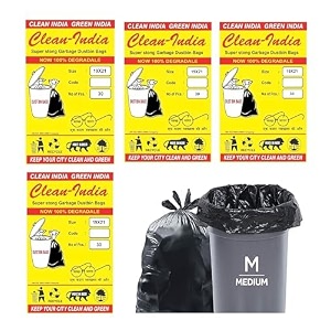 garbage bags medium size 48 x 56 cm  4 packs 120 bags black dustbin bags medium for home waste bag premium plastic - 120 count