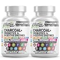Clean Nutra Activated Charcoal Pills + Shilajit Probiotic Digestive Enzymes for Digestive Health Capsules with Peppermint Fennel Licorice Papain Ginger Turmeric Powder | Gut Health (Pack of 2)