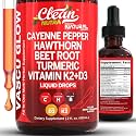 Clean Nutra Cayenne Pepper Drops Supplement Liquid + Hawthorn Berry, Vitamin D3 K2 Beet Root Powder, Ceylon Cinnamon, Turmeric Curcumin, Organic Panax Ginseng, Berberine Extract 1 Pack