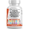 Clean Nutra Fisetin Quercetin Resveratrol Spermidine - Longevity Supplement with NAD Berberine Apigenin | Anti Aging Cellular Health Support Capsules 60 Count