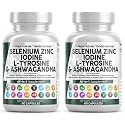 Clean Nutra Selenium 300mcg Iodine 500mcg Thyroid Support for Women & Men | L Tyrosine 500mg Ashwagandha Supplement Bladderwrack, Turmeric, Kelp, Schisandra Zinc Pills Capsule Supplements (Pack of 2)