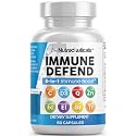 Clean Nutraceuticals Immune Defense Support Supplement 8 in 1 with Zinc 50mg Quercetin, VIT C 1000mg, Vitamin D3 5000 IU, Elderberry, Ginger - Immunity System Booster for Adults, Vegan - 60 Count